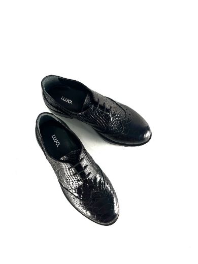 Lujo Hakiki Deri Kadın Loafer  SİYAH CROCO resmi