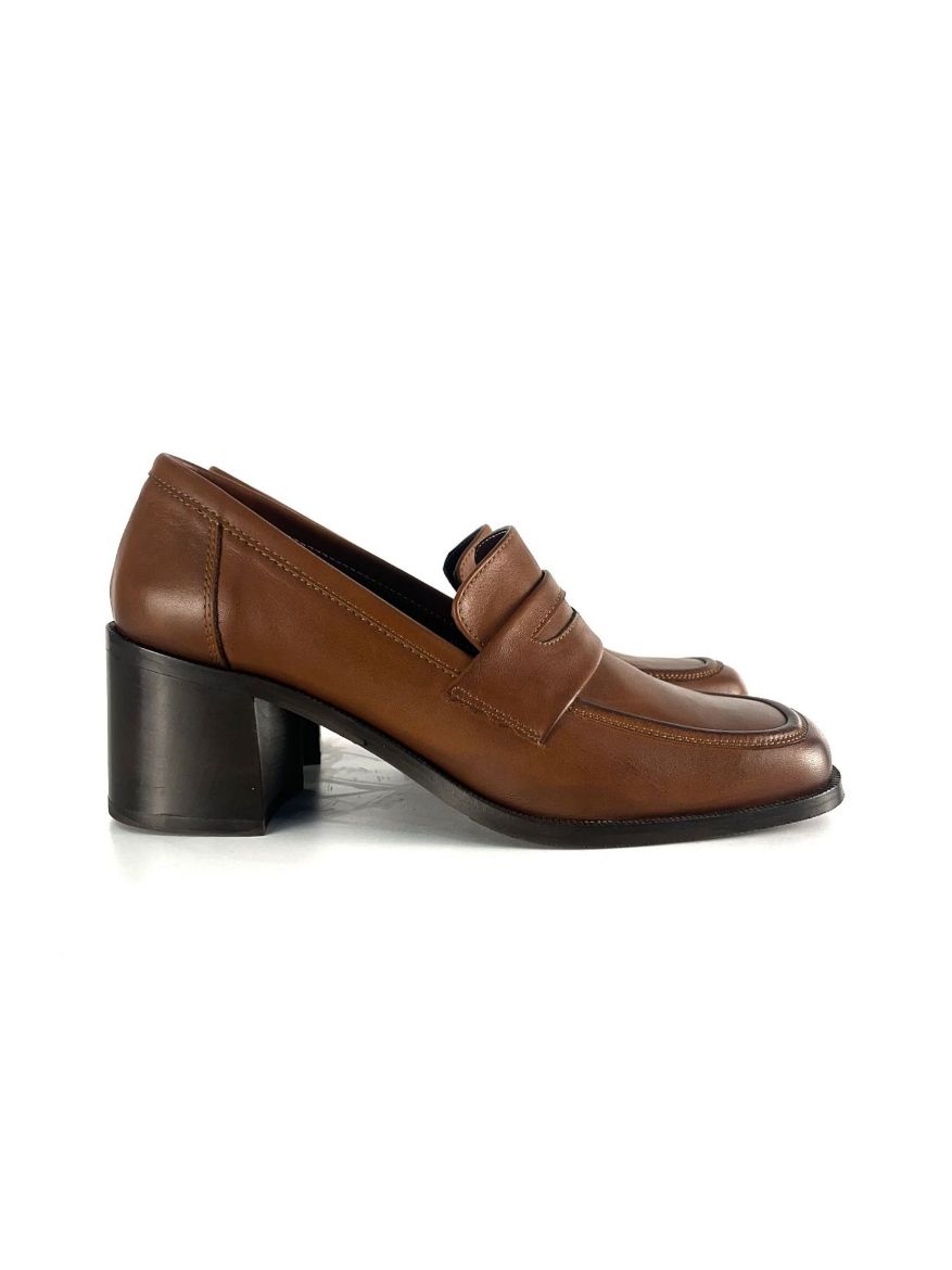 Lujo Hakiki Deri Kadın Topuklu Loafer  TABA DERİ 05.23-J22197002TABA DERİ resmi