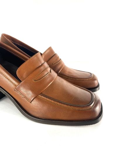 Lujo Hakiki Deri Kadın Topuklu Loafer  TABA DERİ 05.23-J22197002TABA DERİ resmi
