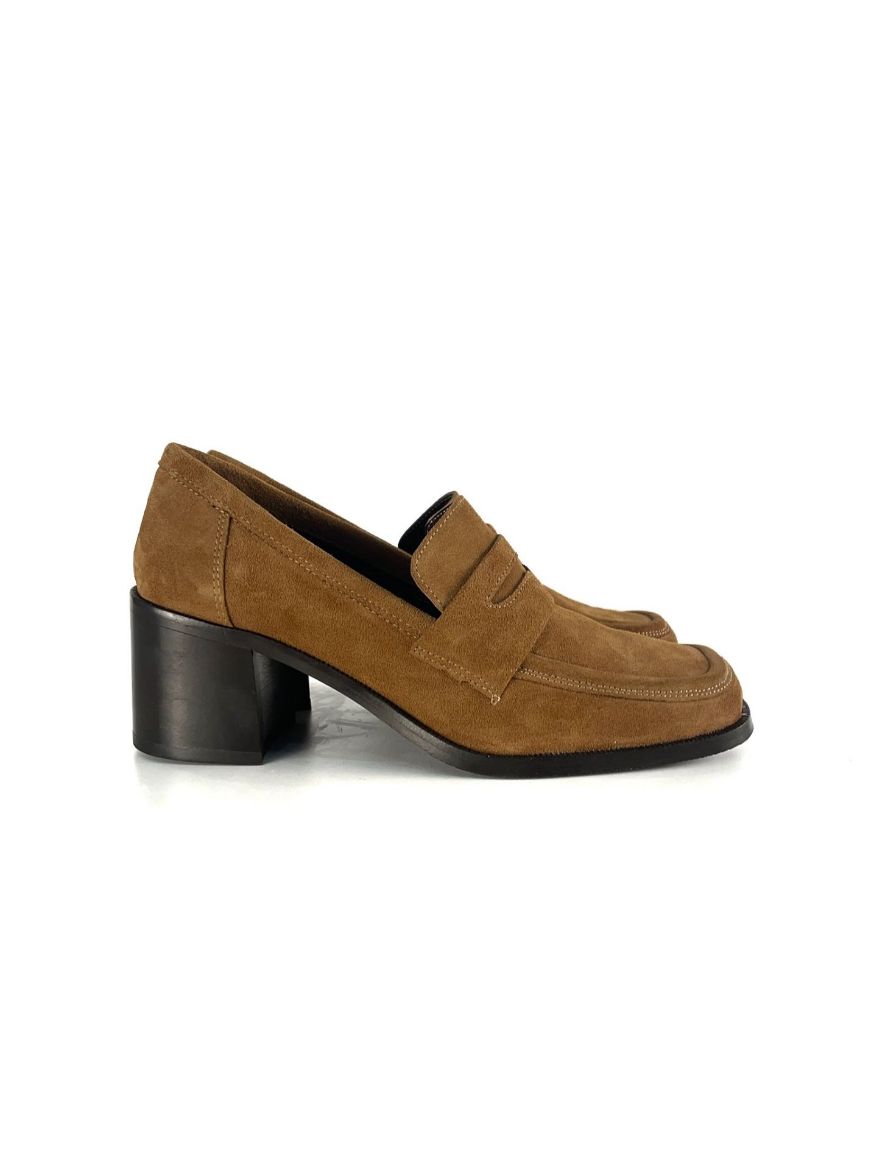 Lujo Hakiki Deri Kadın Topuklu Loafer  TABA SÜET 05.23-J22197002TABA SÜET resmi