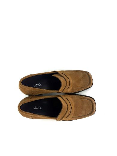 Lujo Hakiki Deri Kadın Topuklu Loafer  TABA SÜET 05.23-J22197002TABA SÜET resmi