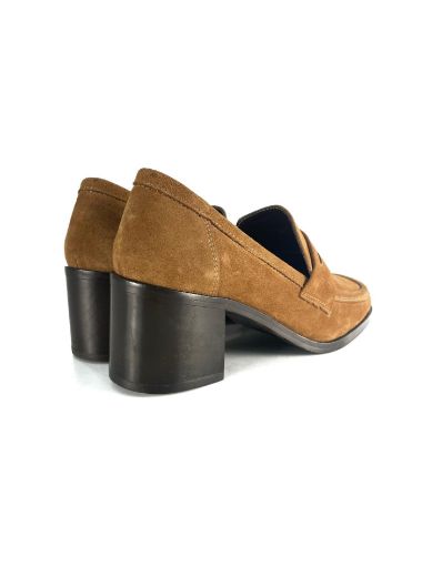 Lujo Hakiki Deri Kadın Topuklu Loafer  TABA SÜET 05.23-J22197002TABA SÜET resmi