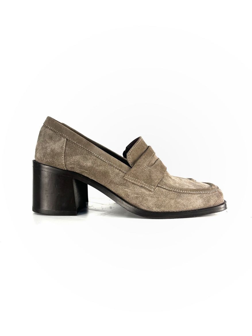 Lujo Hakiki Deri Kadın Topuklu Loafer  VİZON SÜET 05.23-J22197002VİZON SÜET resmi
