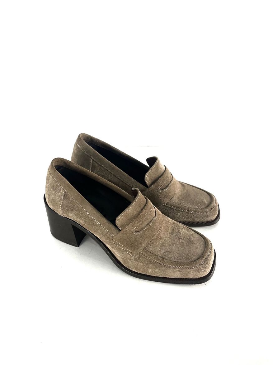 Lujo Hakiki Deri Kadın Topuklu Loafer  VİZON SÜET 05.23-J22197002VİZON SÜET resmi