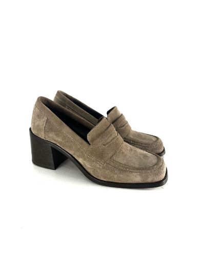 Lujo Hakiki Deri Kadın Topuklu Loafer  VİZON SÜET 05.23-J22197002VİZON SÜET resmi