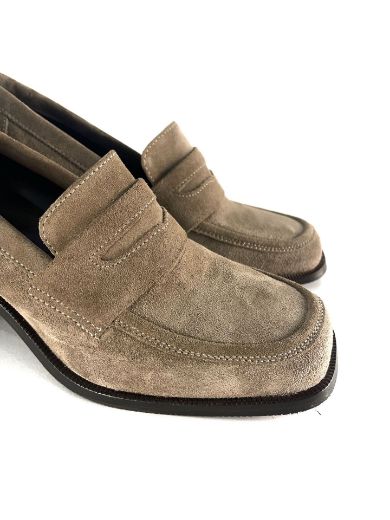 Lujo Hakiki Deri Kadın Topuklu Loafer  VİZON SÜET 05.23-J22197002VİZON SÜET resmi