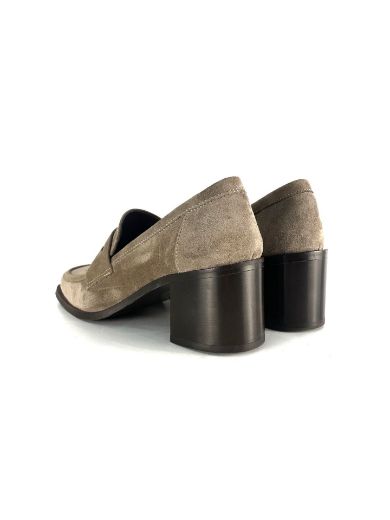 Lujo Hakiki Deri Kadın Topuklu Loafer  VİZON SÜET 05.23-J22197002VİZON SÜET resmi