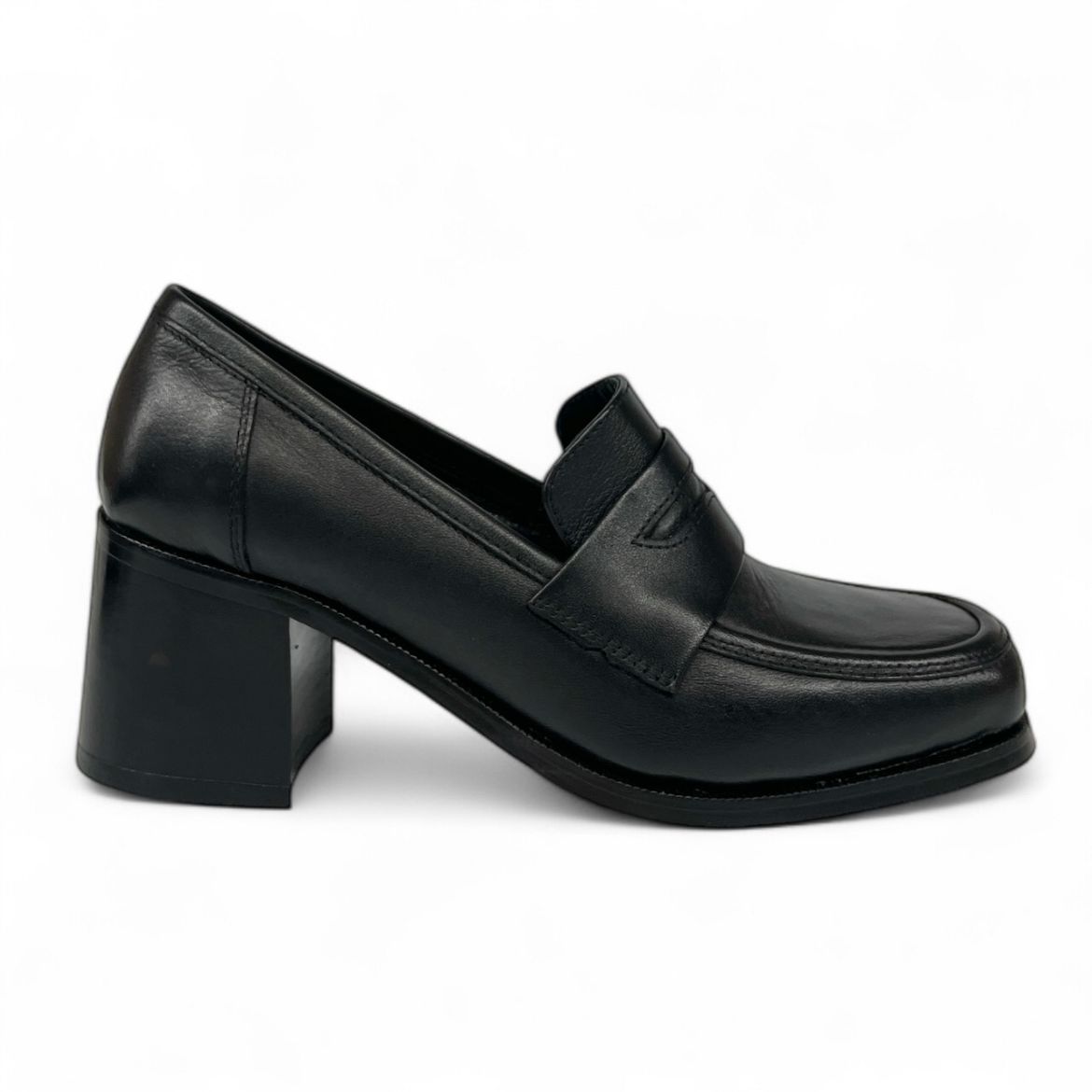 Lujo Hakiki Deri Kadın Topuklu Loafer  SİYAH DERİ 05.23-J22197002SİYAH DERİ resmi
