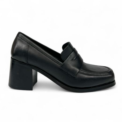 Lujo Hakiki Deri Kadın Topuklu Loafer  SİYAH DERİ 05.23-J22197002SİYAH DERİ resmi