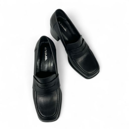 Lujo Hakiki Deri Kadın Topuklu Loafer  SİYAH DERİ 05.23-J22197002SİYAH DERİ resmi