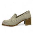 Lujo Hakiki Deri Kadın Topuklu Loafer  BEJ SÜET 05.23-J22197002BEJ SÜET