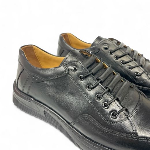 Lujo Hakiki Deri Bağcıklı Kışlık Erkek Sneaker  SİYAH DERİ 10.24-LJERK0025SİYAH DERİ resmi
