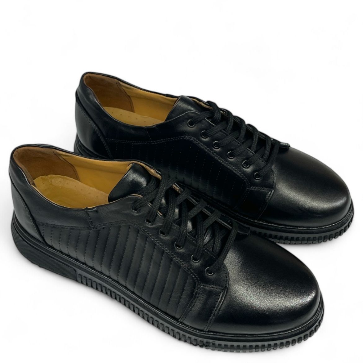 Lujo Hakiki Deri Bağcıklı Erkek Sneaker  SİYAH DERİ 10.24-LJERK0027SİYAH DERİ resmi