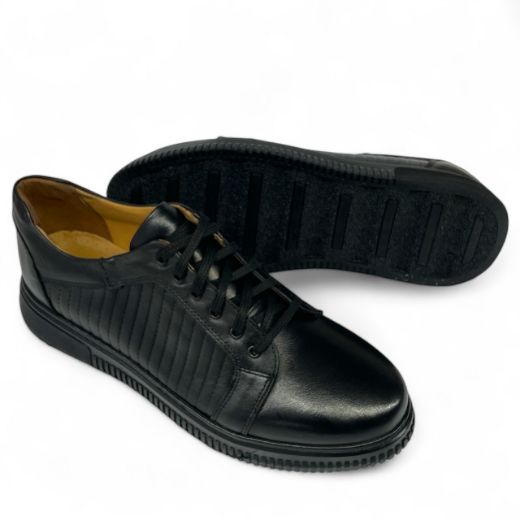 Lujo Hakiki Deri Bağcıklı Erkek Sneaker  SİYAH DERİ 10.24-LJERK0027SİYAH DERİ resmi