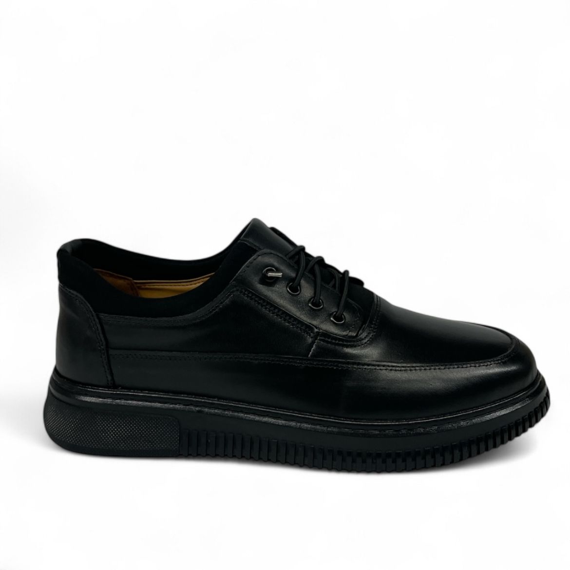Lujo Hakiki Deri Çorap Detaylı Erkek Sneaker  SİYAH DERİ 10.24-LJERK0029SİYAH DERİ resmi