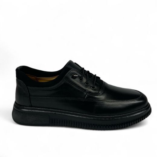 Lujo Hakiki Deri Çorap Detaylı Erkek Sneaker  SİYAH DERİ 10.24-LJERK0029SİYAH DERİ resmi