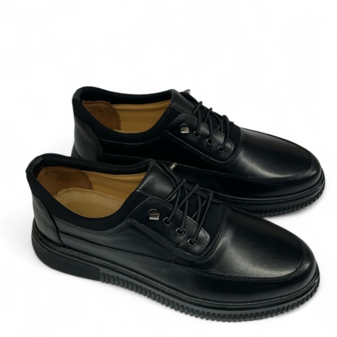 Lujo Hakiki Deri Çorap Detaylı Erkek Sneaker  SİYAH DERİ 10.24-LJERK0029SİYAH DERİ resmi