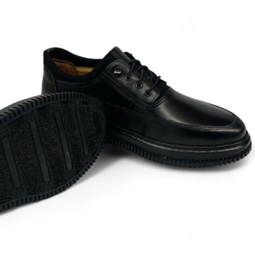 Lujo Hakiki Deri Çorap Detaylı Erkek Sneaker  SİYAH DERİ 10.24-LJERK0029SİYAH DERİ resmi