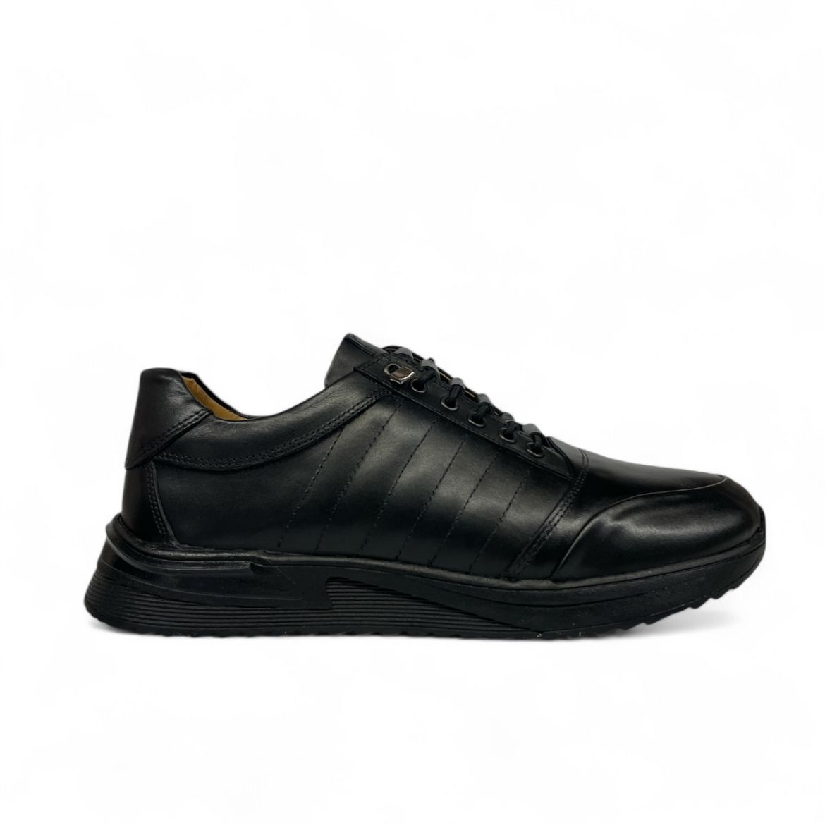 Lujo Hakiki Deri Lastik Bağcıklı Erkek Sneaker  SİYAH DERİ 10.24-LJERK0030SİYAH DERİ resmi