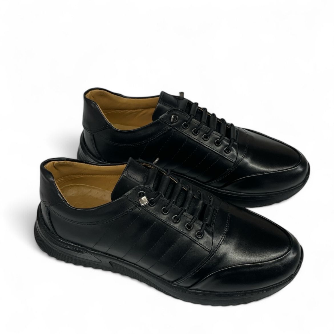 Lujo Hakiki Deri Lastik Bağcıklı Erkek Sneaker  SİYAH DERİ 10.24-LJERK0030SİYAH DERİ resmi
