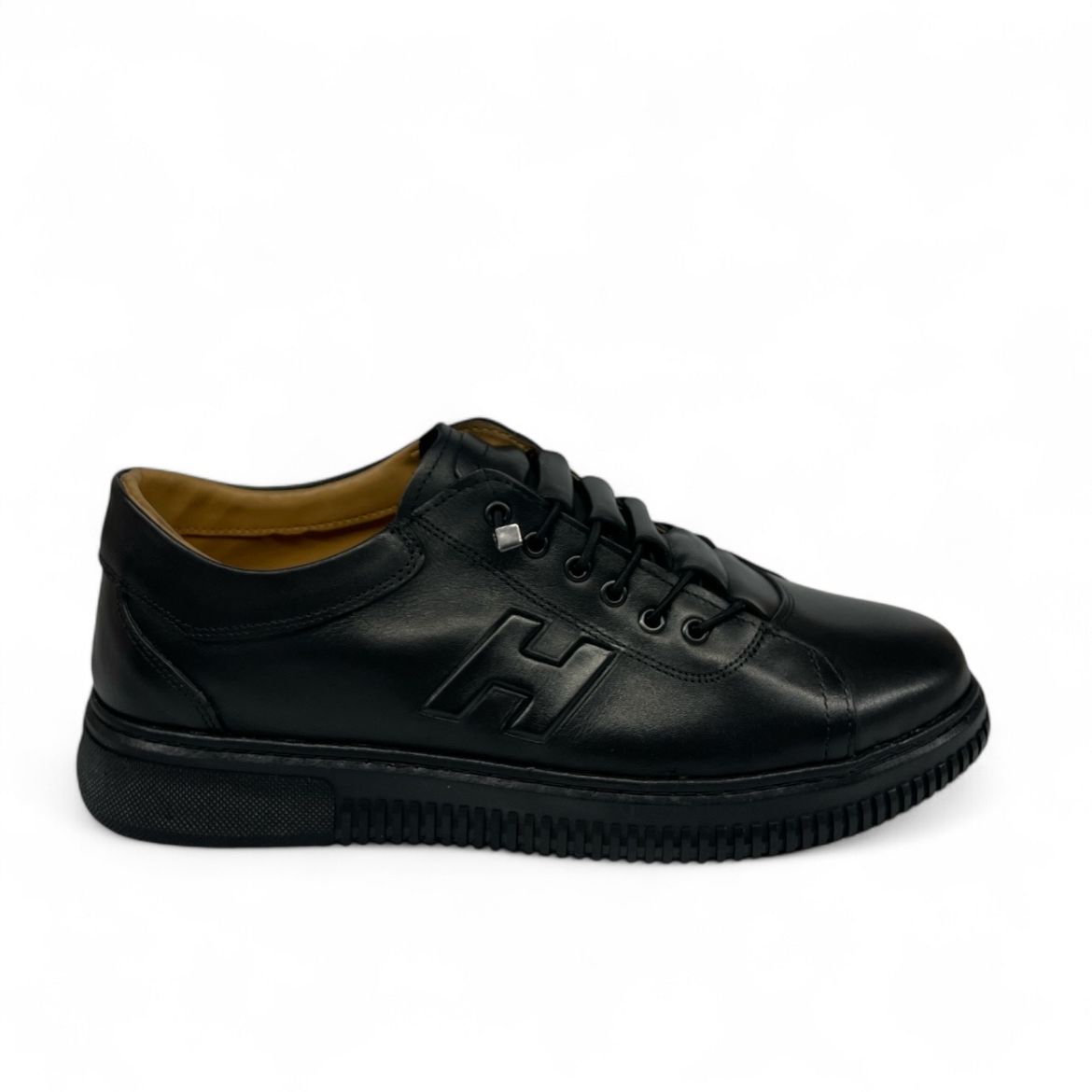 Lujo Hakiki Deri Kabartma Detaylı Erkek Sneaker  SİYAH DERİ 10.24-LJERK0031SİYAH DERİ resmi