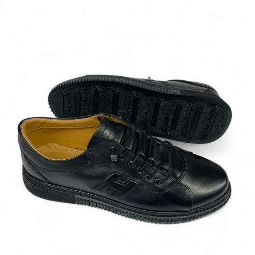Lujo Hakiki Deri Kabartma Detaylı Erkek Sneaker  SİYAH DERİ 10.24-LJERK0031SİYAH DERİ resmi
