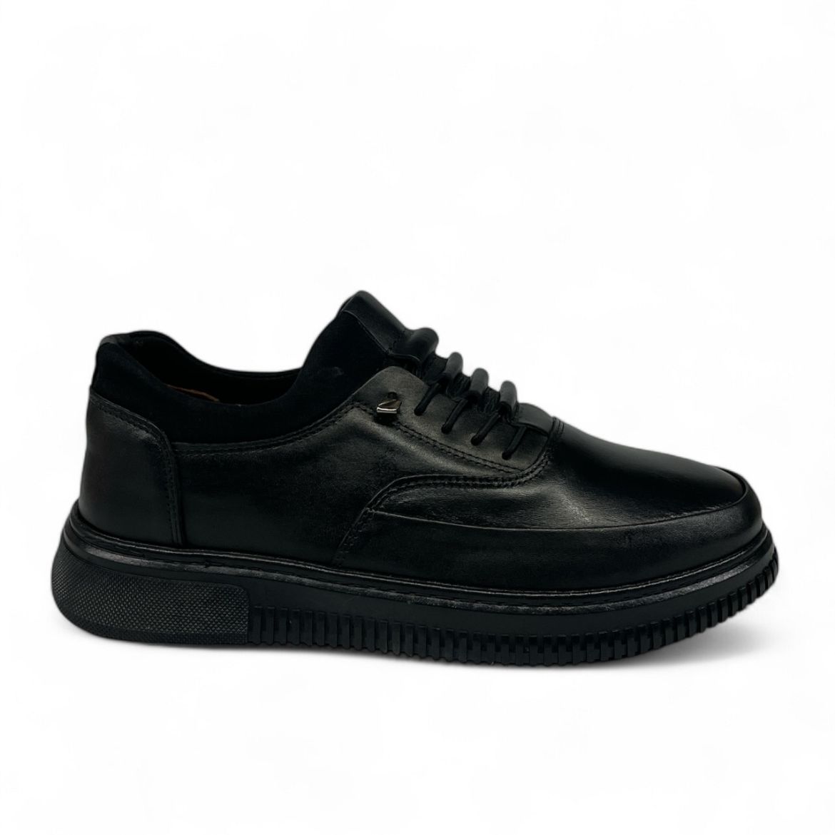 Lujo Hakiki Deri Çorap Detaylı Erkek Sneaker  SİYAH DERİ 10.24-LJERK0037SİYAH DERİ resmi
