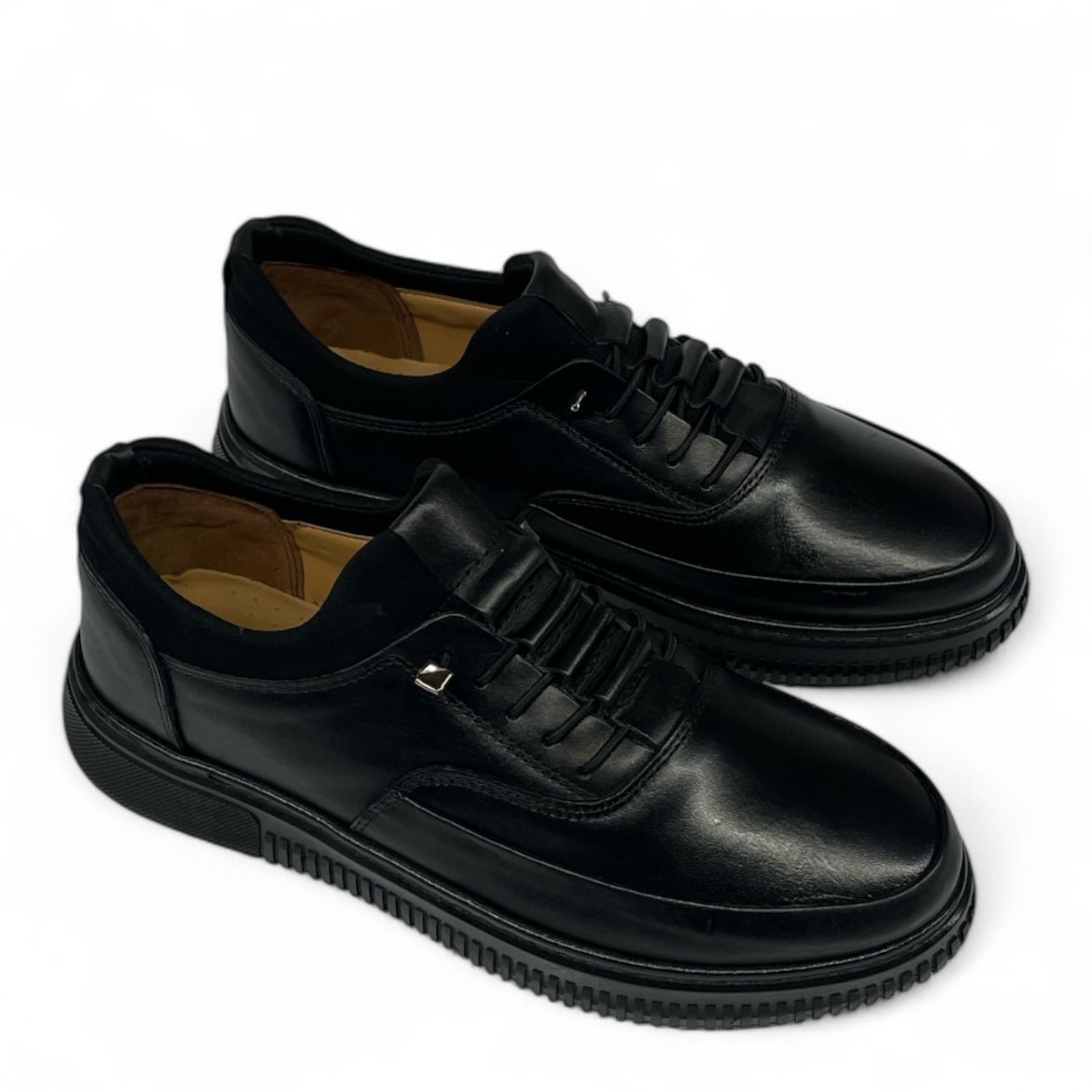 Lujo Hakiki Deri Çorap Detaylı Erkek Sneaker  SİYAH DERİ 10.24-LJERK0037SİYAH DERİ resmi