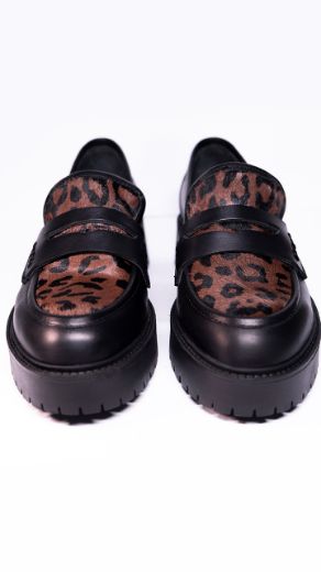 Lujo Platform Tabanlı Loafer  SİYAH DERİ-LEOPAR 05.24-0CRUNCH02SİYAH DERİ-LEOPAR resmi