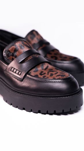 Lujo Platform Tabanlı Loafer  SİYAH DERİ-LEOPAR 05.24-0CRUNCH02SİYAH DERİ-LEOPAR resmi