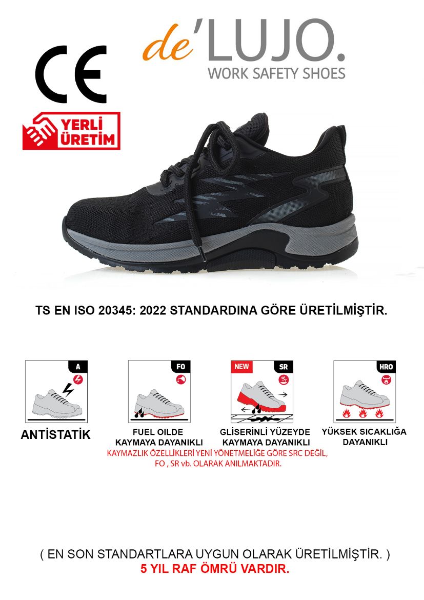 De Lujo. Lumınar S1 Iş Ayakkabısı Fıberglass Burun   SİYAH TEKSTİL ET.LJ-24101FG1SİYAH TEKSTİL resmi