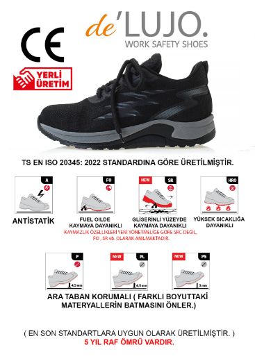 De Lujo. Lumınar S1s Iş Ayakkabısı Fıberglass Burun Kevlar Ara Taban  SİYAH TEKSTİL resmi