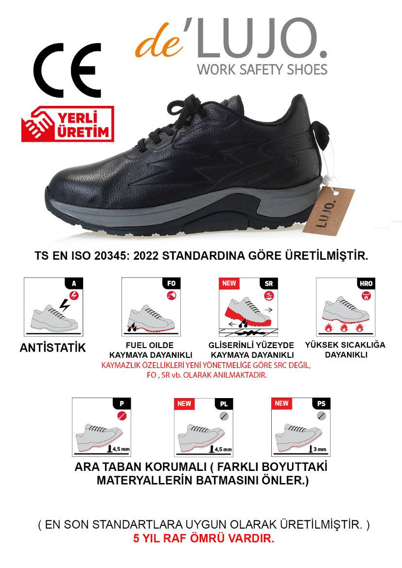 De Lujo. Canyon S1s Hakiki Deri Iş Ayakkabısı Fıberglass Burun Kevlar Ara Taban  SİYAH DERİ ET.LJ-24104DFG2SİYAH DERİ resmi