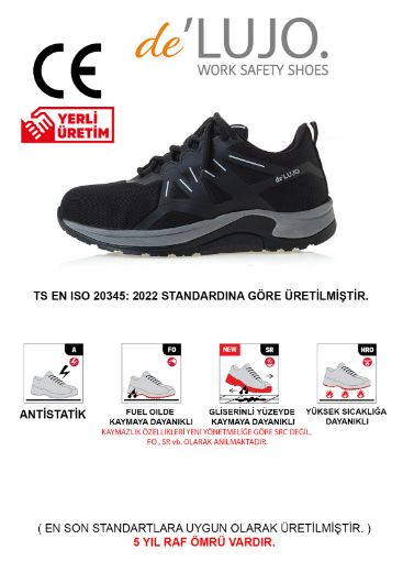 De Lujo. Canyon S1 Iş Ayakkabısı Fıberglass Burun   SİYAH TEKSTİL resmi