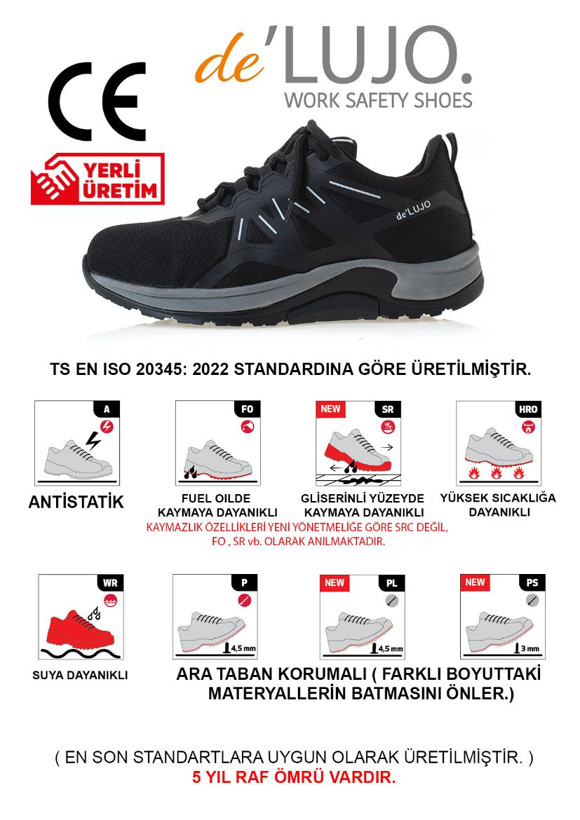 De Lujo. Canyon S3s Iş Ayakkabısı Fıberglass Burun Kevlar Ara Taban - Suya Dayanıklı  SİYAH TEKSTİL ET.LJ-24104FG3SİYAH TEKSTİL resmi